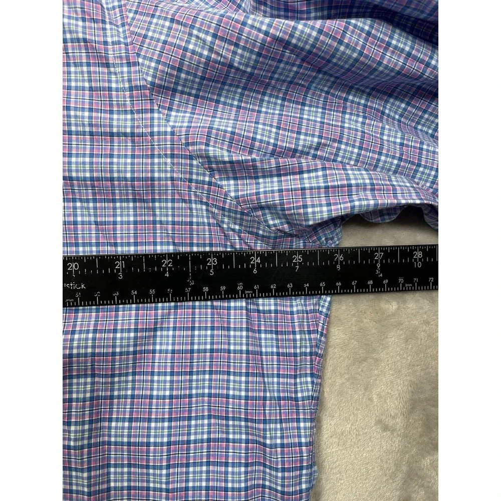Polo‎ Ralph Lauren Button Down Shirt Men XL Pink Blue Plaid Fit Cotton Stretch